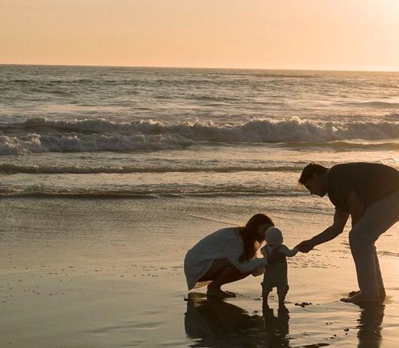 Family at beach